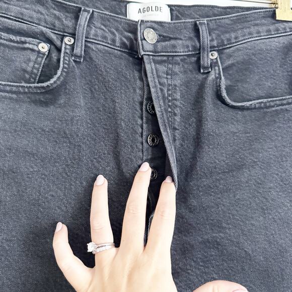 AGOLDE High Rise Riley Straight Leg Jeans Black 29 - Picture 7 of 12